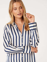 Harvey Notched Neck Satin Shirt Forever New