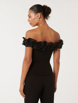 Stephanie Ruffle Crepe Bustier Top Forever New
