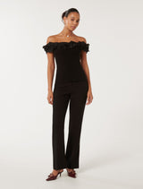 Stephanie Ruffle Crepe Bustier Top Forever New