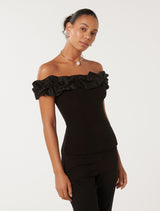Stephanie Ruffle Crepe Bustier Top Forever New