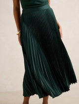 Estelle Satin Pleated Midi Skirt Forever New