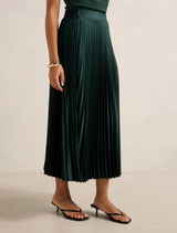 Estelle Satin Pleated Midi Skirt Forever New