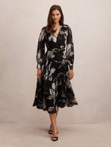 Saskia Pleat Wrap Midi Dress Dark Lula Floral Forever New
