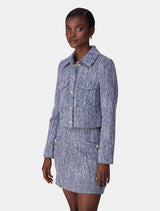 Marley Boucle Jacket Blue Boucle Suit Forever New