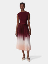 Elsie Ombre Pleat Midi Dress Berry Ombre Forever New