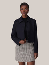 Carson Twill Crop Jacket Navy Suit Forever New