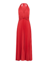 Natasha Pleated Satin Halter Maxi Dress Forever New