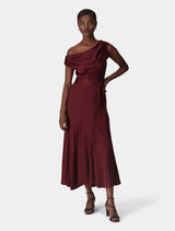 Megan Satin Asym Midi Dress Zinfandel Forever New