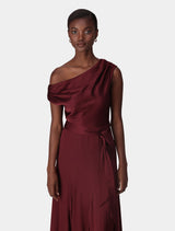 Megan Satin Asym Midi Dress Forever New