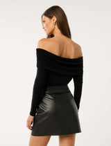 Kyla Long Sleeve Wool Blend Bardot Top Forever New