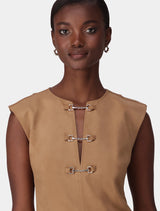 Clover Snaffle Detail Mini Dress Suede Forever New