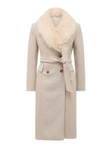 Chelsea Petite Double Breasted Fur Collar Coat Forever New