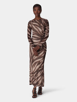 Alannah Mesh Long Sleeve Midi Dress Zaya Abstract Forever New