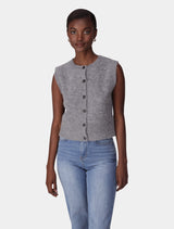 Meisha Button Through Knit Tank Top Charcoal Forever New