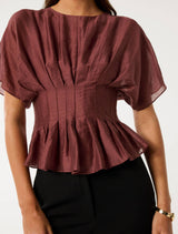 Olive Pleated Top Forever New
