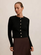 Tilly Crew Neck Cardigan Black Forever New