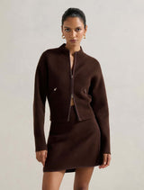 Mariella Petite Knitted Bomber Jacket Chocolate Forever New