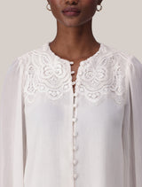 Zoe Lace Yoke Blouse Forever New