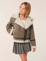 Macy Teen Aviator Jacket Grey Smoke Forever New