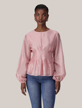 Bridget Tucked Blouse Soft Blush Forever New