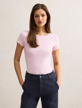 Rebecca Scallop Trim T-shirt Pink Porcelain Forever New