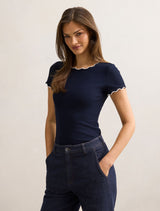Rebecca Scallop Trim T-shirt Forever New
