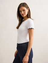 Rebecca Scallop Trim T-shirt Forever New