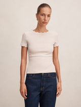 Rebecca Scallop Trim T-Shirt Camel Porcelain Forever New