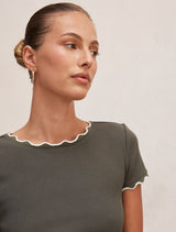 Rebecca Scallop Trim T-Shirt Forever New