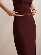 Lacey Crepe Split Midi Skirt Forever New