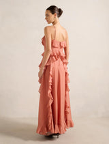 Celestia Flower Ruffle Midi Dress