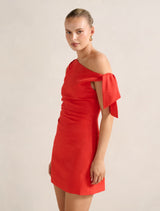 Cinzia Tipped Shoulder Linen Mini Dress Forever New