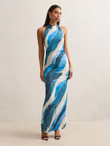Josette Halter Mesh Maxi Dress