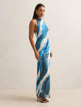 Josette Halter Mesh Maxi Dress