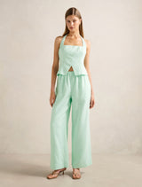 Ally Linen Elastic Wide Leg Pants Forever New