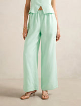 Ally Linen Elastic Wide Leg Pants Mint Set Forever New