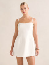 Maura Structured Linen Mini Dress Porcelain Forever New