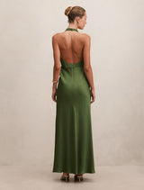 Becca Cowl Halter Satin Dress Forever New