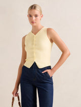 Raya Ribbed Knitted Tank Top Lemon Forever New