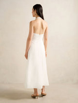 Angie Hardware Halter Linen Midi Dress Forever New