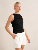 Pippa Ruched Boat Neck Top