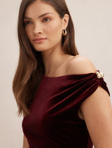 Winslet Off Shoulder Velvet Dress Forever New
