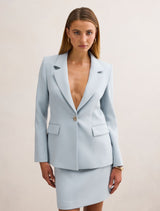 Victoria Single Breasted Blazer Sky Blue Suit Forever New