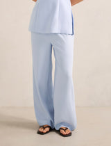 Evelyn Elastic Wide Leg Pants Cloud Blue Set Forever New