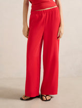 Evelyn Elastic Wide Leg Pants Red Set Forever New