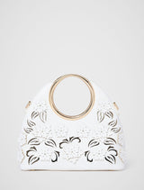 Mavin Cutout Floral Metal Handle Clutch 0 White Forever New