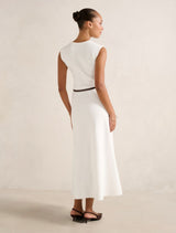 Celia Extended Shoulder Knit Midi Dress