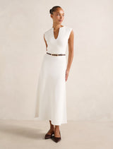 Celia Extended Shoulder Knit Midi Dress