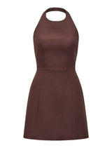 Corinna Halter Mini Dress Chocolate Forever New