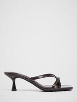 Tammy Toe Thong Heeled Sandal Chocolate Brown Forever New